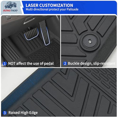 Floor Mats Compatible with 2020-2025 Hyundai Palisade 7 Seats Cargo Mat 2nd&3rd Row Kick Mat 2024 Palisade Accessories (2nd Row Backrest Mat+Trunk Mat with Backrest Mat+Floor Mats)