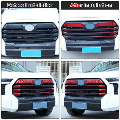 Aunginsy Car Front Bumper Grille Trim Sticker Fit Toyot@a Tundra 2022-2024 Truck Real Carbon Fiber Front Lip Bumper Upper Grill Molding Strips Decorative Cover Protect Sticker Exterior Accessories - size: Front Bumper Grille Trim Sticker