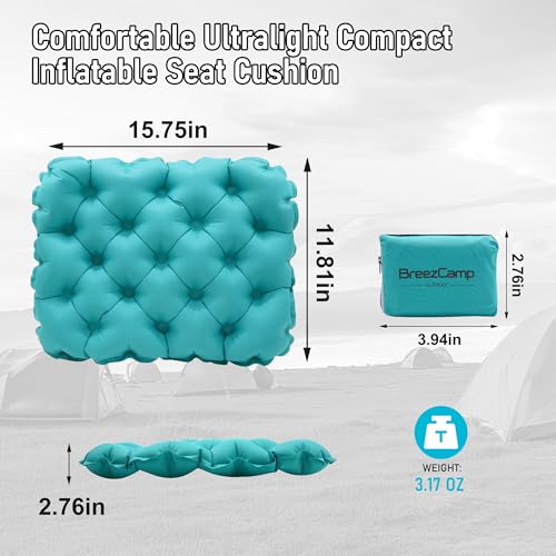 Inflatable Seat Cushion, Lightweight Stadium Seat Pad, Travel Air seat Cushion Anti-Slip for Airplane, Long Flight, Hiking, Climbing, Home and Camping,Peacock Blue - color: Peacock Blue