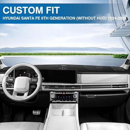 KUST Black Dash Cover for Hyundai Santa Fe 2024 2025 2026 (Without HUD) Polyester Dashboard Cover Non-Slip Interior Accessories for Hyundai Santa Fe Custom Fit Dash Mat Sunshade Windshield No Glare - size: For Santa Fe 24-26