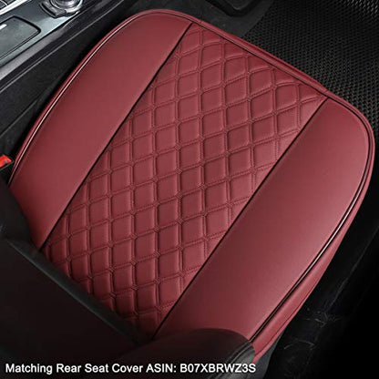 Black Panther 1 Pair PU Car Seat Covers, Front Seat Protectors Compatible with 95% Vehicles,Diamond Pattern Embroidery,Anti-Slip & Full Wrapping Edge (W 21.26''×D 20.86”) - Burgundy - color: Front Pair Burgundy