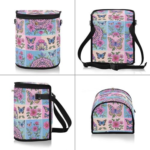 MNSRUU Car Trash Can with Lid, Flowers Butterflies Spring Car Trash Bag Hanging Organizers and Storage for Front Back Seat, Leak-Proof Trash Bin - color: Butterflies A17685