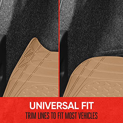 Motor Trend FlexTough Beige SUV Cargo Liner & Car Trunk Mat - Universal Trim-to-Fit All Weather Cargo Mats for Back of SUV - SUV Trunk Mat & Trunk Liner Floor Mat Cargo Cover - Trunk Cover - color: Beige