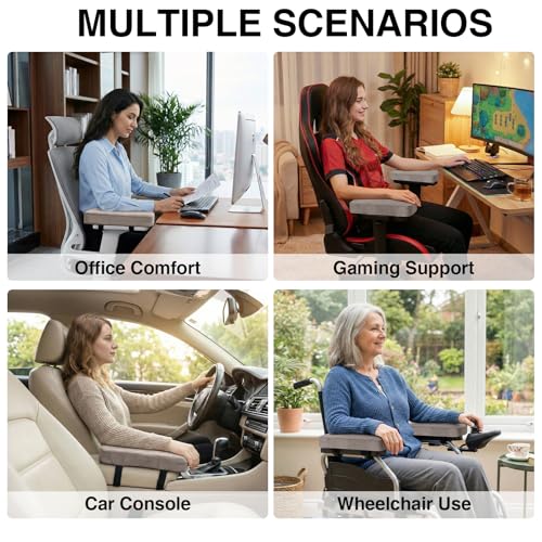 Smiry Ergonomic Office Chair Armrest Pads, Memory Foam Arm Rest Covers, Non-Slip Armrest Cushion with Adjustable Buckles and Straps, Elbow Relief for Desk, Gaming & Wheelchair (Taupe, Set of 2) - color: Taupe