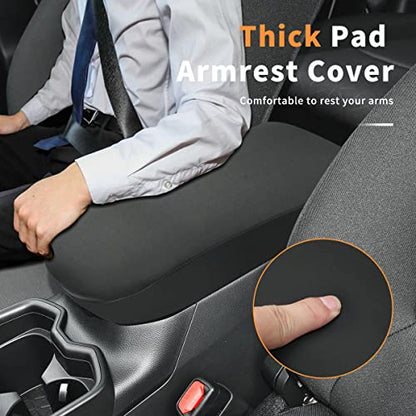 INTGET Center Console Armrest Cover for Toyota RAV4 Accessories 2025 2024 2023 2022 2021 2020 2019 Leather Middle Console Lid Cover Protector Arm Rest Covering Car (Black Neoprene) - color: black neoprene