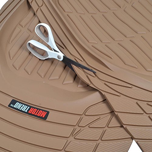 BDK Beige Heavy Duty Front & Rear Rubber Floor Mats Universal Liners for Car SUV Van & Truck, All Weather Protection with Anti-Slip Nibs, Fit Contours of Most Vehicles - color: 921-BG