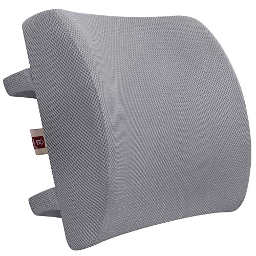Lumbar Pillow for Chair and Car, Back Support for Office, Memory Foam Cushion with Mesh Cover - Gray - color: Grey