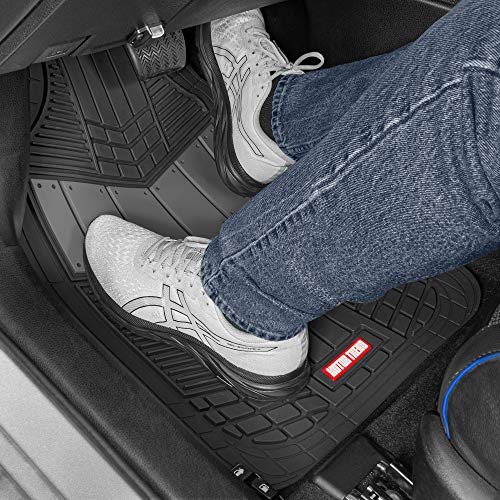 Motor Trend DualFlex™ Rubber Car Floor Mats All Weather Waterproof 4-Piece Sporty Two-Tone Design Car Mats Full Set - Universal Trim-to-Fit Floor Mats for Car, SUV, & Trucks - Car Carpet Protector - color: Gray