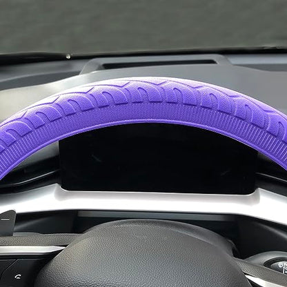 Universal Purple Steering Wheel Cover：13.5 to 15 Inches Stretchable Silicone Anti Skid Steering Wheel Protector Fit for Most Car Models Including Round D Shape or Special Shape - color: Purple