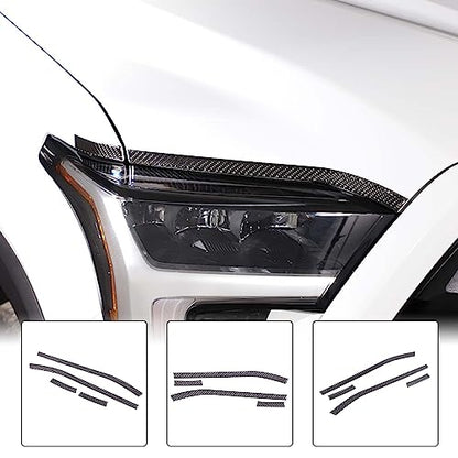 Aunginsy Car Front Headlight Eyebrow Trim Sticker Compatible with Toyota Tundra/Sequoia 2022 2023 2024 Pickup Truck Real Carbon Fiber Material Decorative Sticker Protection Cover Exterior Accessories - size: Front Headlight Eyebrow Sticker