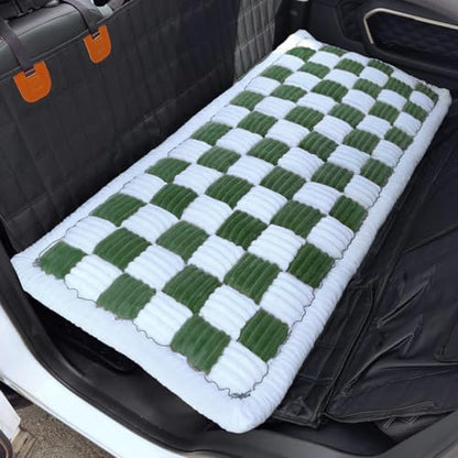 Dog Car Seat Cover for Back Seat, Plaid Backseat Pet Bed Mat, Non-Slip Travel Dog Bed for Backseat Extenders, 24.8" x 54", Green and White - color: Green and White
