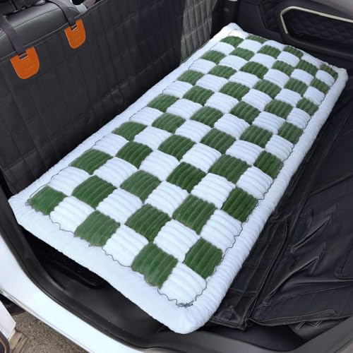 Dog Car Seat Cover for Back Seat, Plaid Backseat Pet Bed Mat, Non-Slip Travel Dog Bed for Backseat Extenders, 24.8" x 54", Green and White - color: Green and White