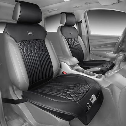 CAR PASS Car Seat Protector, Sideless Seat Covers for Cars, All Season Waterproof Nappa Leather Breathable Front Seats Cushion with Storage Pocket Universal Fit Vehicle Car SUV Truck, 2 Pack All Black - color: Black