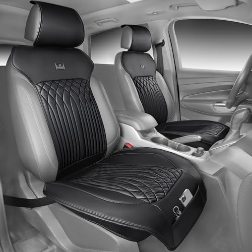 CAR PASS Car Seat Protector, Sideless Seat Covers for Cars, All Season Waterproof Nappa Leather Breathable Front Seats Cushion with Storage Pocket Universal Fit Vehicle Car SUV Truck, 2 Pack All Black - color: Black