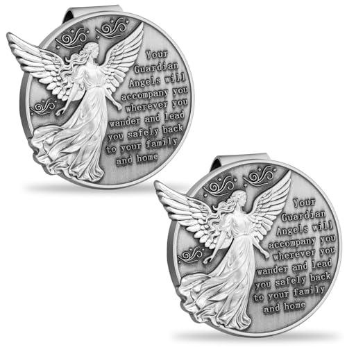 2PCS Guardian Angel Visor Clip for Car - A for New Drivers! Christian Car Accessories & Catholic Gifts for Women, Faith-Infused Journey Companion - size: 2PCS