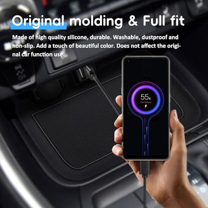 Auovo 3D Cup Holder Insert Liners Compatible with Toyota RAV4 Accessories 2025 2024 2023 2022 2021 2020 2019 Car Custom Cup Holder Mats Pads 3-pc Set (Black Trim) - color: Black, size: 3PCS