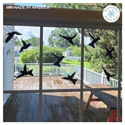 9-Pack Black Silhouette Hummingbird Window Clings for Glass Safety on Windows, Doors and Transparent Panels. Window Decals to Prevent Bird Strikes on Glass. Made in America. - size: 9 Count Black Hummingbirds