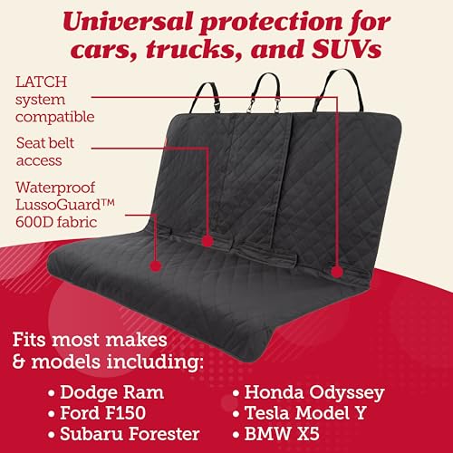 Lusso Gear Dog Car Seat Cover - Waterproof Non-Slip Car Back Seat Protector - Rear Car Seat Cover for Dogs - Universal Fit for Sedans Trucks SUVs - Scratchproof Backseat Car Cover - Machine Washable - color: - Premium Edition - Black