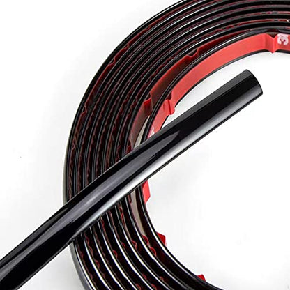 25Ft Automotive Trim Molding Glossy Black 1/2"(12mm) Car Side Moldings UV-Protected Scratch-Proof for All Vehicles Body Door Window Bumper Self Adhesive