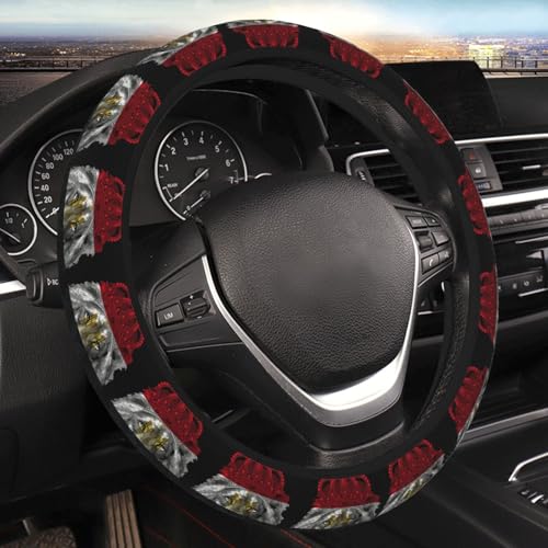 Lion Egypt Egyptian Flag Breathable Neoprene Steering Wheel Cover - Anti-Slip Floral Design Universal Fit for Cars/Trucks/Suvs (14.5"-15" Inch) - color: Lion Egypt Egyptian Flag