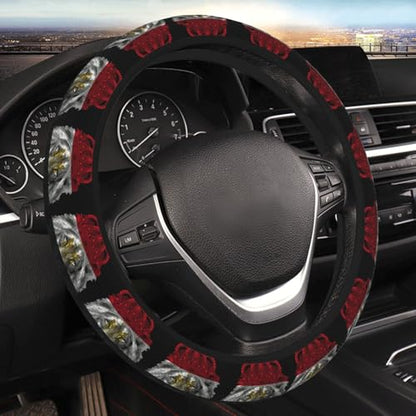 Lion Egypt Egyptian Flag Breathable Neoprene Steering Wheel Cover - Anti-Slip Floral Design Universal Fit for Cars/Trucks/Suvs (14.5"-15" Inch) - color: Lion Egypt Egyptian Flag