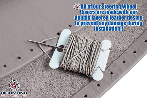 Richmond Auto Upholstery - Leather Steering Wheel Cover Compatible with 2008 Dodge Ram ST Work Truck 1500 2500 3500, Dark Khaki
