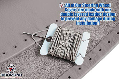 Richmond Auto Upholstery - Leather Steering Wheel Cover Compatible with 2008 Dodge Ram ST Work Truck 1500 2500 3500, Dark Khaki