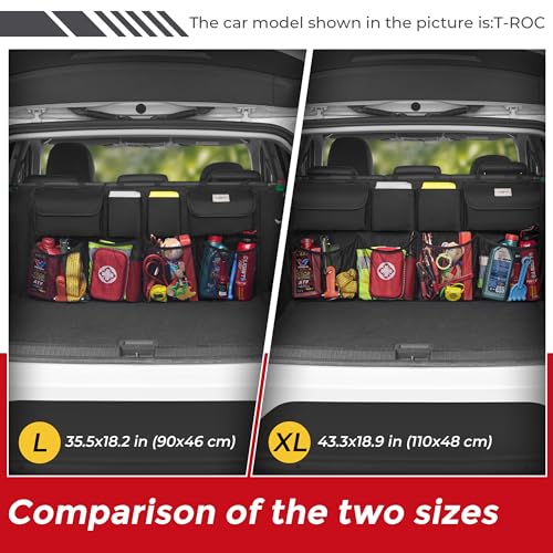 SURDOCA Car Trunk Organizer, LARGE CAPACITY(43 x 19 in) Car Storage Bag with 8 Pockets, 7X Upgraded Trunk Storage Organizer for Car, SUV, Truck, MPV