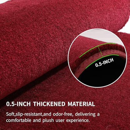 EKR All-Weather Universal Fit Car Floor Mats, 0.5 inch Thick Car Carpet Mats, Anti-Slip Automotive Mat with Driver Heel Pad Fit for SUV, Vans,Sedans, Trucks (Burgundy,4pcs Black Full Set) - color: Burgundy