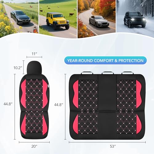 Road Comforts Seat Covers, Premium Leather Car Seat Covers Full Set for Women Girls,Airbag Compatible, Automotive Seat Covers Universal Fit Most Cars,Vans,Truck,SUV - color: Hot Pink Full Set
