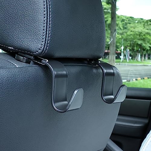 4-Pack 360° Rotating Car Headrest Hooks Vehicle Storage Organizer for Purses Handbags Groceries Backpack Coats – Holds 55lbs Universal Fit with Clip Black - color: Black