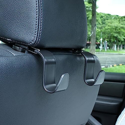 4-Pack 360° Rotating Car Headrest Hooks Vehicle Storage Organizer for Purses Handbags Groceries Backpack Coats – Holds 55lbs Universal Fit with Clip Black - color: Black