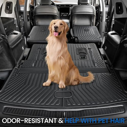 Floor Mats Cargo Mat for 2021-2025 2026 Jeep Grand Cherokee L w/Captain Chair (Only for 6-Seater w/o 2nd Row Armrest), All Weather TPE Trunk Cargo Liner Car Accessories (L | Floor Mats Set) - style: Grand Cherokee L | 2021-2026 | Floor Mats Set