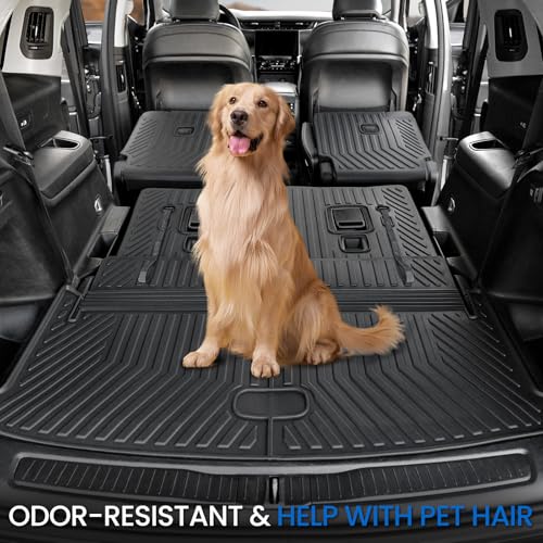 Cargo Mat Backrest Mats for 2021-2025 2026 Jeep Grand Cherokee L (3rd Row Manual & Power Fold), All Weather TPE Trunk Mat Cargo Liner Car Accessories (L | Cargo Mat+3rd Row Backrest Mats) - style: Grand Cherokee L | 2021-2026 | Cargo Mat+3rd Row Backrest