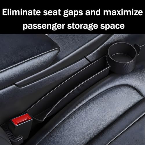 2PCS Car Seat Gap Filler, Multifunctional Vehicle Seat Side Gap Plug Blocker with Cup Holder & Storage Slot, No Drop Automotive Console Crevice Stopper, Universal for Truck SUV Van (Black) - color: Black