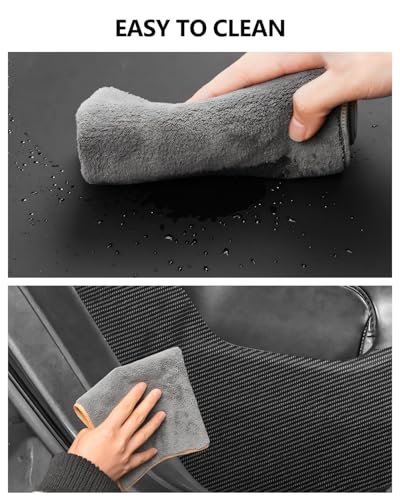 for Tesla Car Door Protector Model Y Juniper Accessories 2025-2026 Carbon Fiber Texture Door Side Protector Anti-Dirty Kick Mat Waterproof Dust Resistant Protector Cover Leather Pad 4PCS - size: Model Y Juniper Car Door Protector (Style 2)