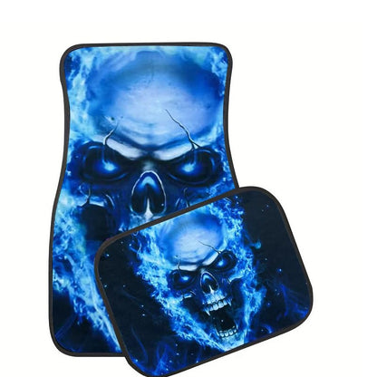 Gothic Skull Car Floor Mats Set of 4 - Universal Fit for SUV, Sedan, Truck, Van - Waterproof & All-Weather Heavy Duty Foot Pads with Anti-Slip Backing - Cool Gothic Car Interior Decor & Gift - style: Skull