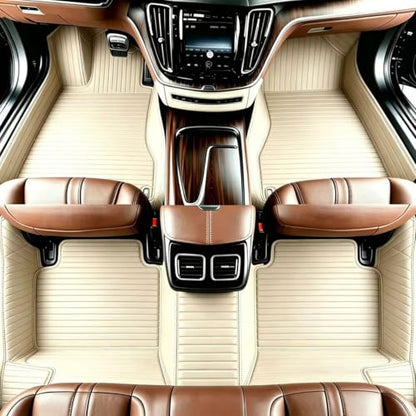 Customize Personalized Floor Mats for Cars, Full Coverage Luxury Car Mats, Anti-Slip Mat Set, Custom Floor Mat Suitable 99% of Sedan Trucks SUV auto (Beige Stripe) - color: Beige Stripe