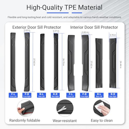 Door Sill Protector Compatible with 2022-2026 Toyota Tundra Car Threshold Protector TPE Car Door Entry Guard Replacement for 2022-2026 Toyota Tundra Accessories - size: Compatible with 22-26 Toyota Tundra(INT+EXT)