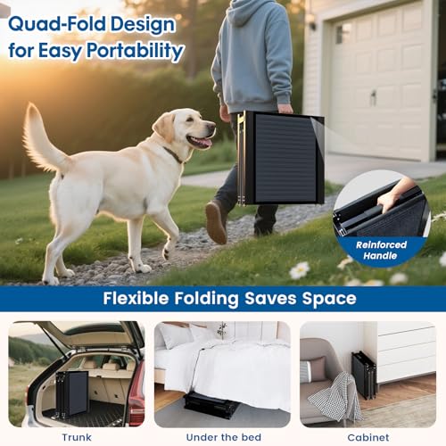 HBTower 63" Long x 17.3" Wide Folding Dog Ramp for Large Dogs Up to 250lbs - Portable Pet Ramp with Non-Slip Surface, Extra Wide Dog Car Ramps for Car, SUV, Truck & High Beds - size: 63" L x 17.3" W