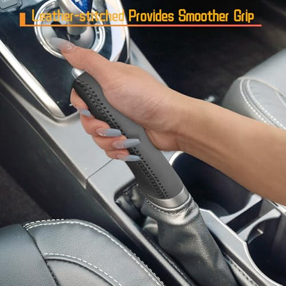 Genuine Leather Handbrake Protector Cover Compatible with Toyota Corolla 2014-2018 Anti-Slip Hand Brake Parking Lever Sleeve Black