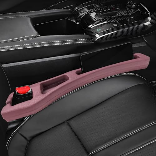 2 PCS Car Seat Gap Filler Organizer, No Drop Vehicle Seam Plug Organizer with Storage Slot, Multifunctional Console Side Gap Filler for Most Vehicles, Car Accessories (Red) - color: Red