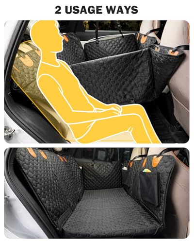 Back Seat Extender for Dogs, Waterproof Dog Car Seat Cover for Back Seat with Hard Bottom, Upgraded Material, Anti Scratch, Easy to Use and Clean, Holds 420lbs - size: Standard - 600D Oxford Fiber