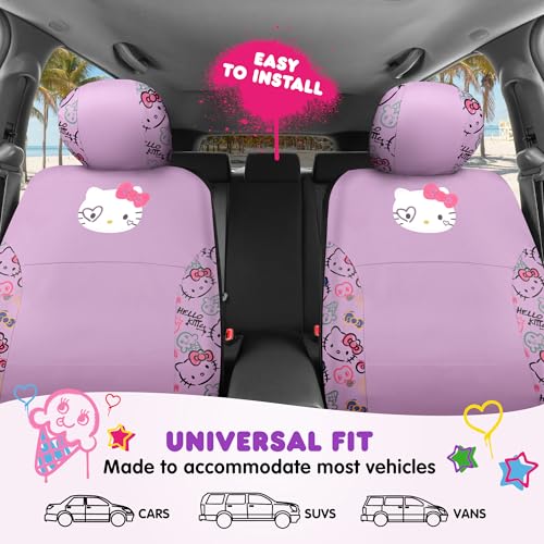 Carbella Hello Kitty Car Seat Covers - Cute Purple Seat Covers, Car Accessories Gift Hello Kitty Accessories 2pc Lavender Car Seat Covers - color: Seat Covers Leather-Purple, style: Hello Kitty