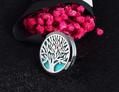 Car Aromatherapy Essential Oil Diffuser Locket Lotus Pattern Stainless Steel Car Air Fresheners Vent Clips Decorative - style: Lotus