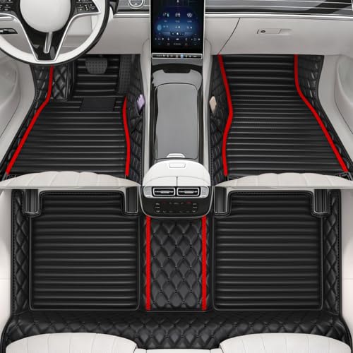 All-Weather car Floor mats, Anti-Slip Leather Floor mats Set, Suitable for 99% of Vehicle Models, Providing Comprehensive Protection for the car Carpet of Your Beloved car. (2+1Red) - color: 2+1Red