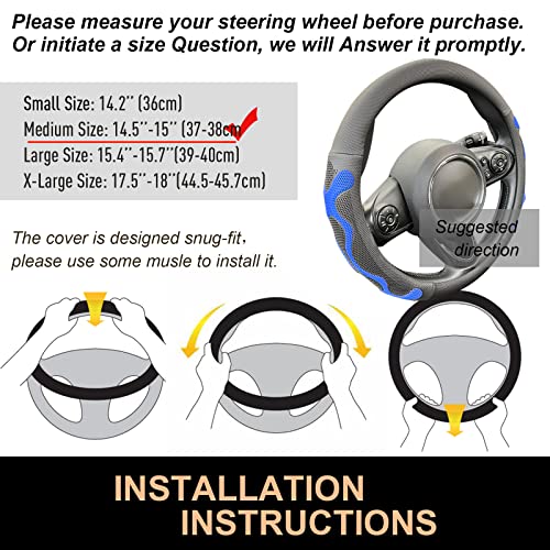 PINCTROT Comfy Grip Steering Wheel Cover, Anti-Slip Design, Universal 14.5-15 Inch(Silicone Blue) - color: 3.Blue, size: Medium(Standard) Size[14 1/2''-15'']