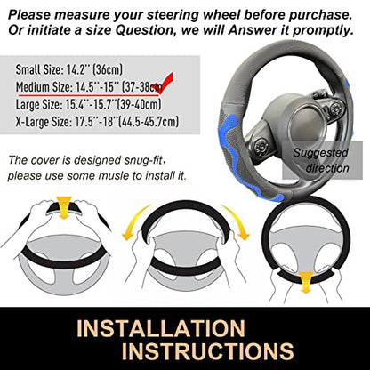 PINCTROT Comfy Grip Steering Wheel Cover, Anti-Slip Design, Universal 14.5-15 Inch(Silicone Blue) - color: 3.Blue, size: Medium(Standard) Size[14 1/2''-15'']