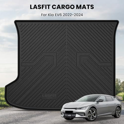 LASFIT Cargo Mat for Kia EV6 2024 2023 2022, All Weather TPE Custom Fit Easy Clean Car Trunk Mat for Kia EV6 2022-2024 Cargo Liner, Black - size: 3)For Kia EV6 | 2022-2024 | Cargo