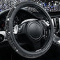 CAR PASS Bling Diamond Leather Steering Wheel Cover, With Sparkly Crystal Glitter Rhinestones Universal Fit 14"1/2-15" Car Wheel Protector for Women Girl Fit Suvs,Vans,Sedans,Car,Trucks, Black Diamond - color: Black Diamond on Velvet